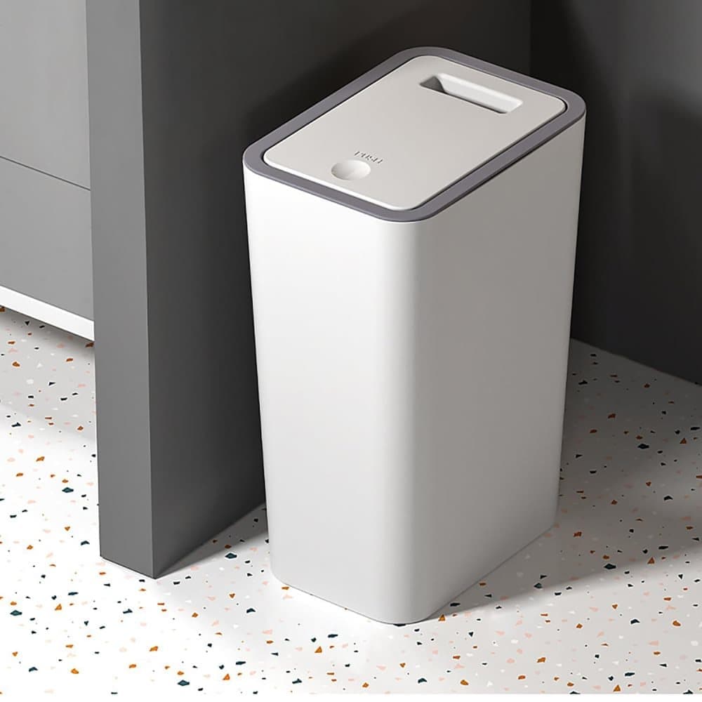 10L Gray Trash Can with Lid, Durable Corrosion-Resistant Odor and Leak Proof for Kitchen Bathroom Living Room, 10L