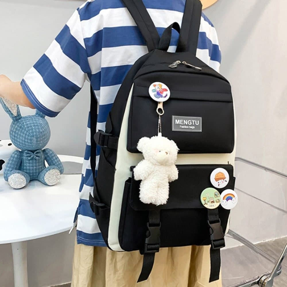 5-Piece Purple School Backpack Set for Students and Teenagers, Compatible with Travel