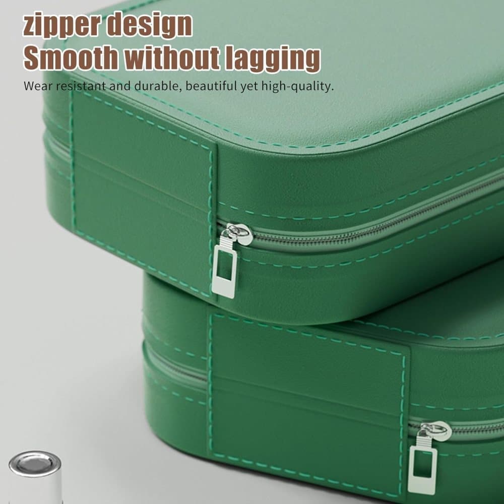 Portable Makeup Bag with LED Mirror, 3 Light Modes & Storage Compartment, Travel Cosmetic Organizer for Women, Green