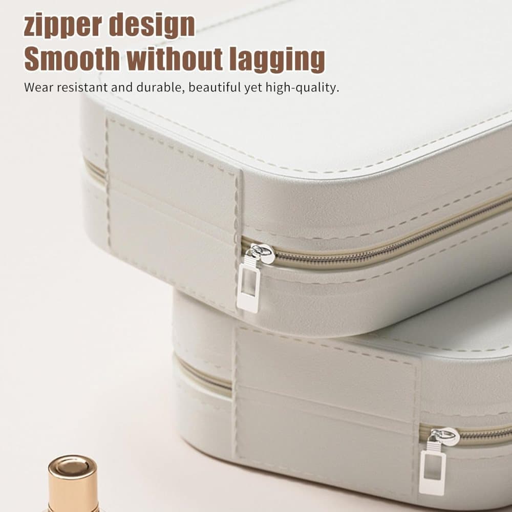 Portable Makeup Bag with LED Mirror 3 Light Modes, Travel Cosmetic Organizer for Women, White