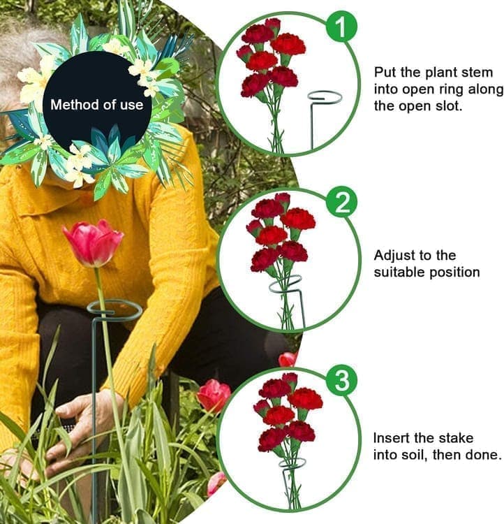 10-Pack 12-Inch Plant Support Stakes for Potted Plants, Compatible with All Brands