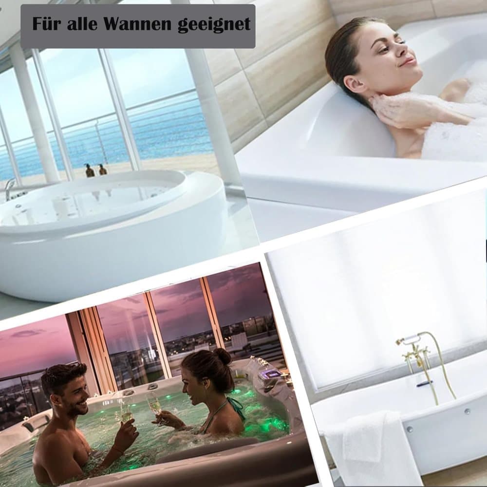 Bathtub Cushion with 7 Suction Cups, 4D Breathable Headrest for Relaxation, Compatible with Bathtubs & Massage Tubs, Gray