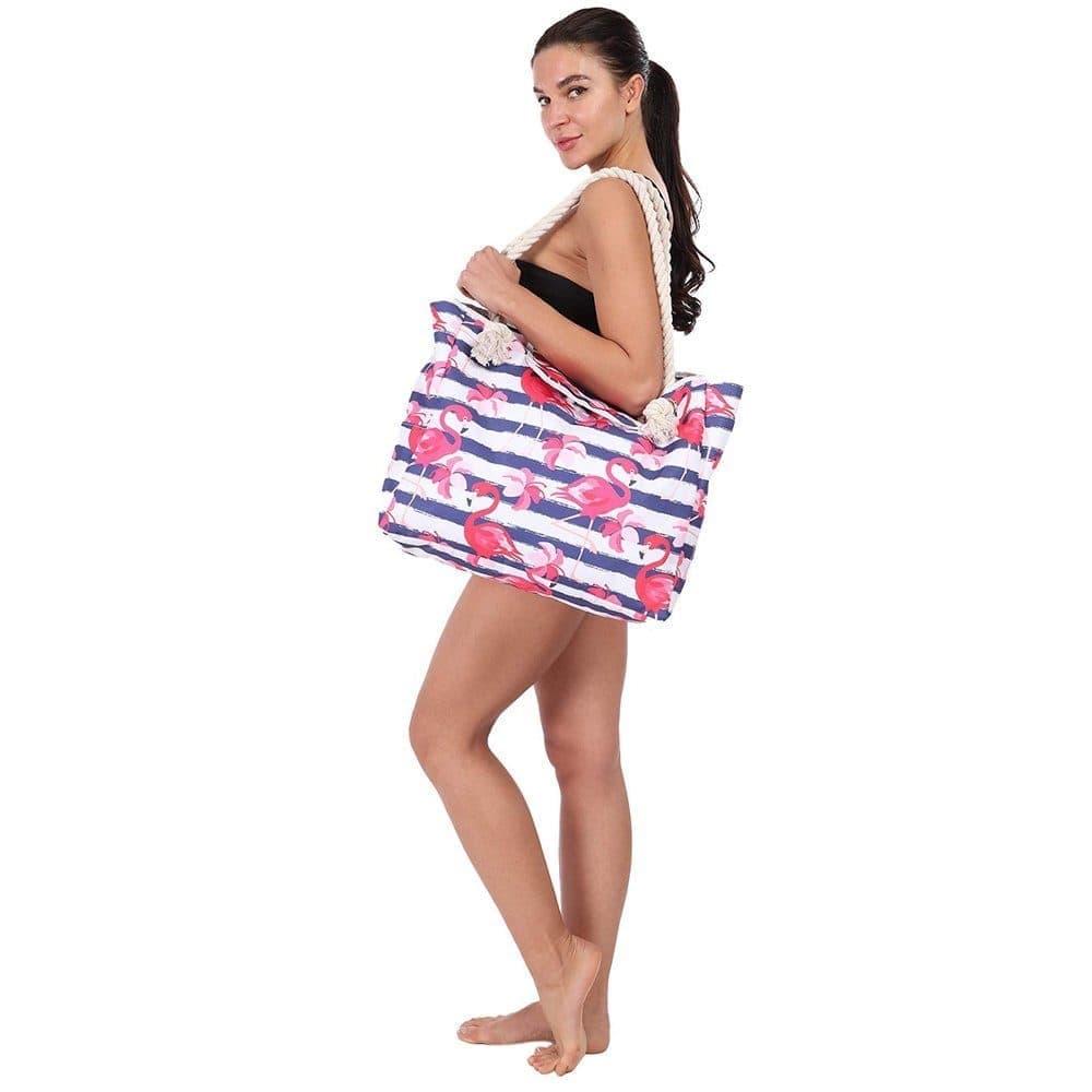 Waterproof Sand Resistant Beach Bag with Oxford Fabric, Large Capacity Tote for Picnic and Outings, Pink