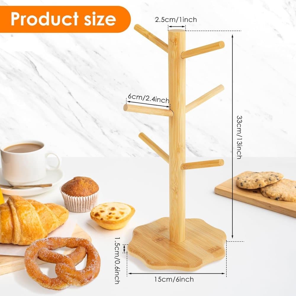 1-pack Wooden Pretzel Stand Tree-Shaped for Restaurant Cafe Bar Kitchen Decoration, Brown, Bamboo
