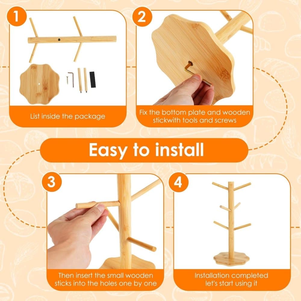 1-pack Wooden Pretzel Stand Tree-Shaped for Restaurant Cafe Bar Kitchen Decoration, Brown, Bamboo