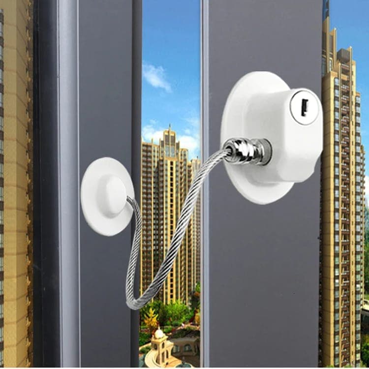 2 Child Safety Locks Self-Adhesive Durable Easy to Use for Refrigerators Cabinets Windows Toilet Lids, White