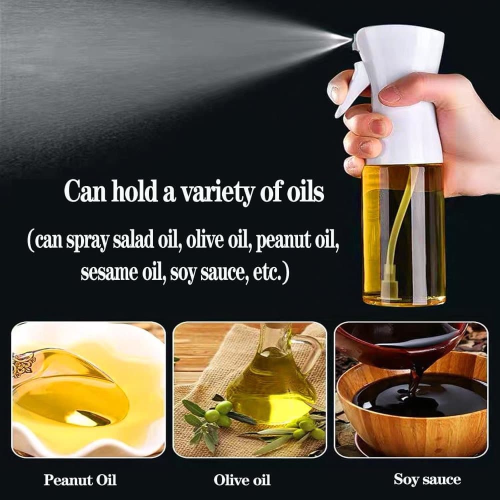 1PC Oil Spray 220 ml, BPA-free Glass Bottle for Cooking & Grilling, Even Spray, Compatible with Oil and Vinegar, Black
