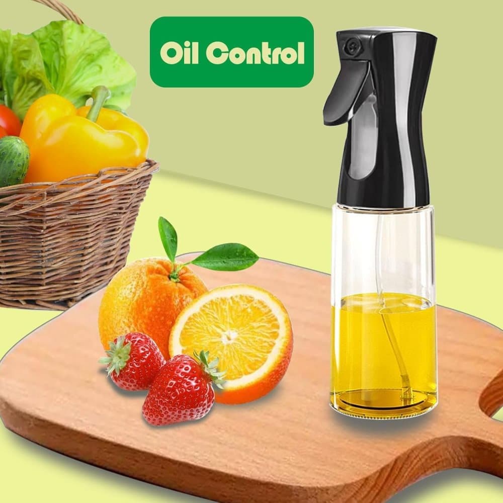 1PC Oil Spray 220 ml, BPA-free Glass Bottle for Cooking & Grilling, Even Spray, Compatible with Oil and Vinegar, Black