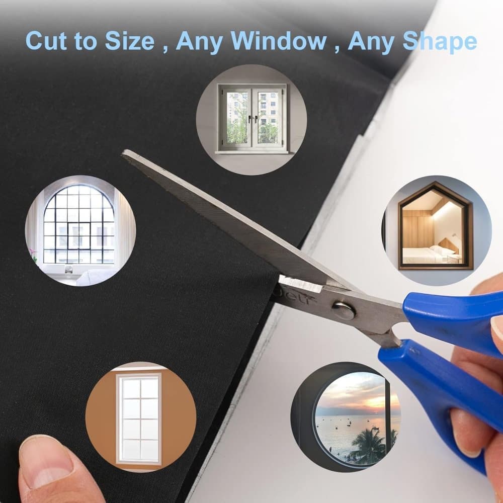 Blackout Curtain with Suction Cups, 100% UV Protection, Portable for Bedroom Windows, Home and Travel, Black, 145x400cm