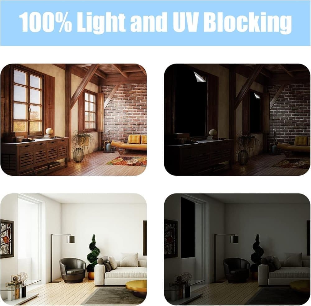 Blackout Curtain 145x300cm with Suction Cups, 100% UV Protection, Portable for Bedroom Windows, Home and Travel