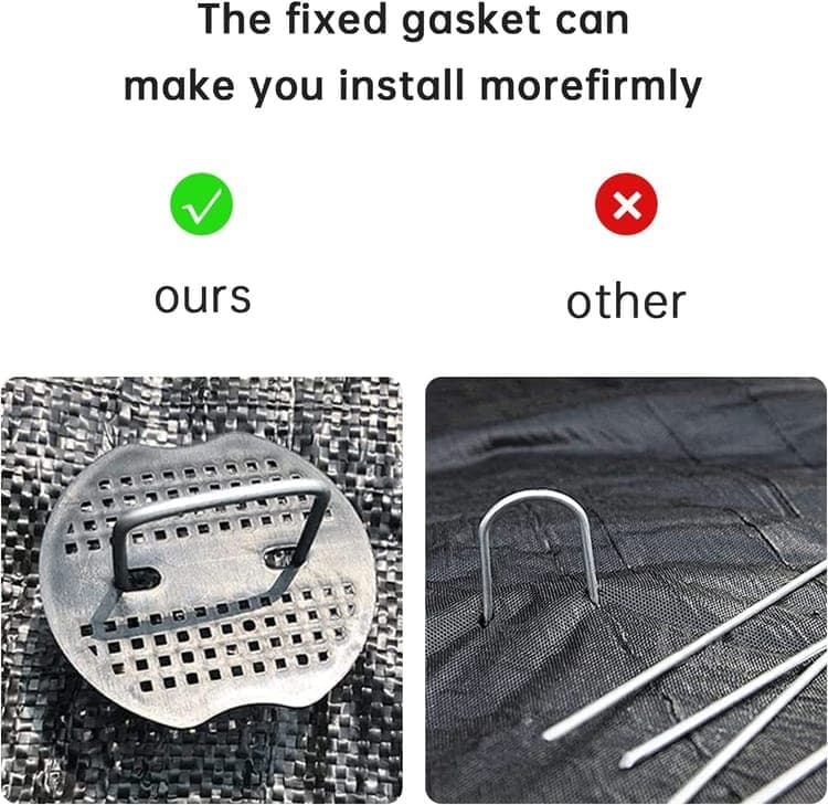 50-pack Stainless Steel U-shaped Ground Spikes for Garden and Greenhouse, Silver, 100×40×3 mm