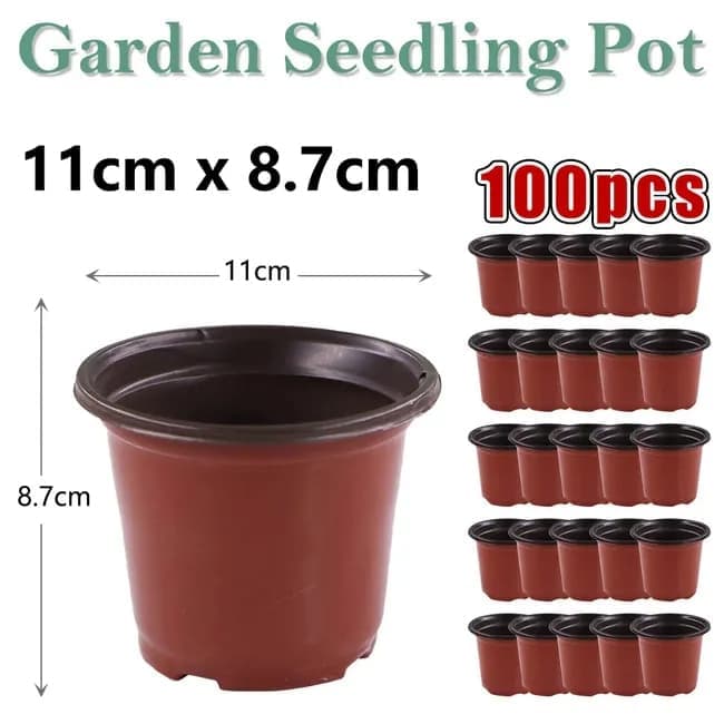 100pcs Reusable Plastic Planting Pots for Indoor and Outdoor Flower Growing, 110mm