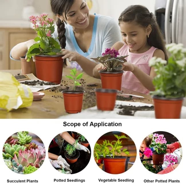 100pcs Reusable Plastic Planting Pots for Indoor and Outdoor Flower Growing, 90mm