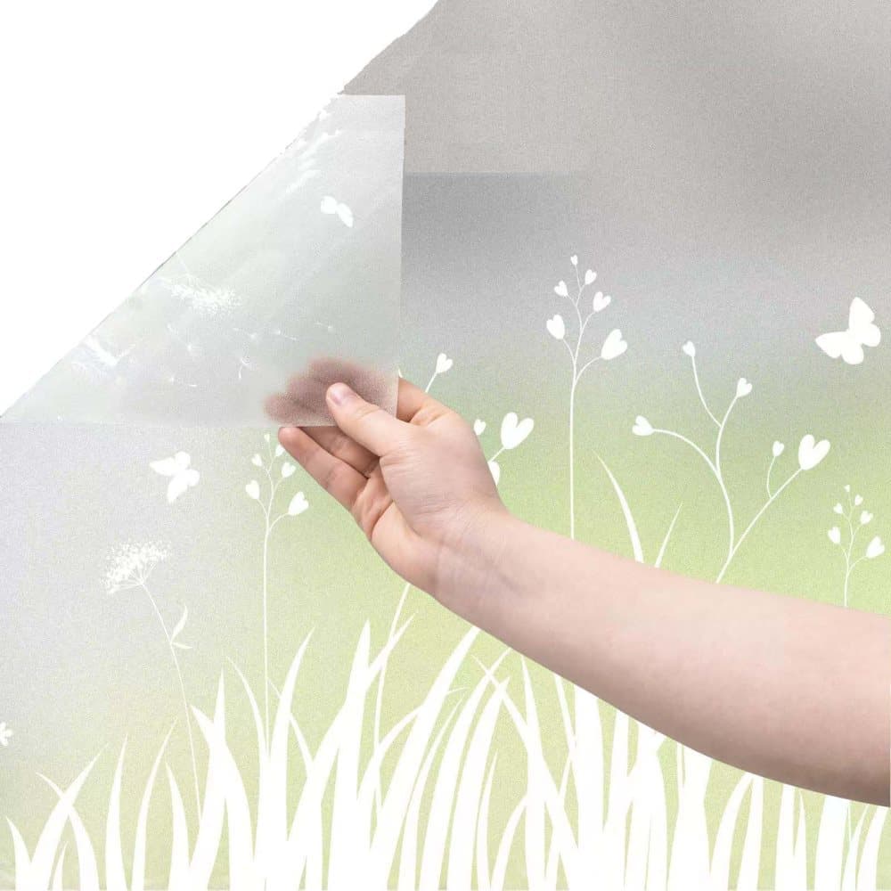 Frosted Window Film Removable Static Cling Floral Design for Kitchen Privacy, 44.5 x 200 cm