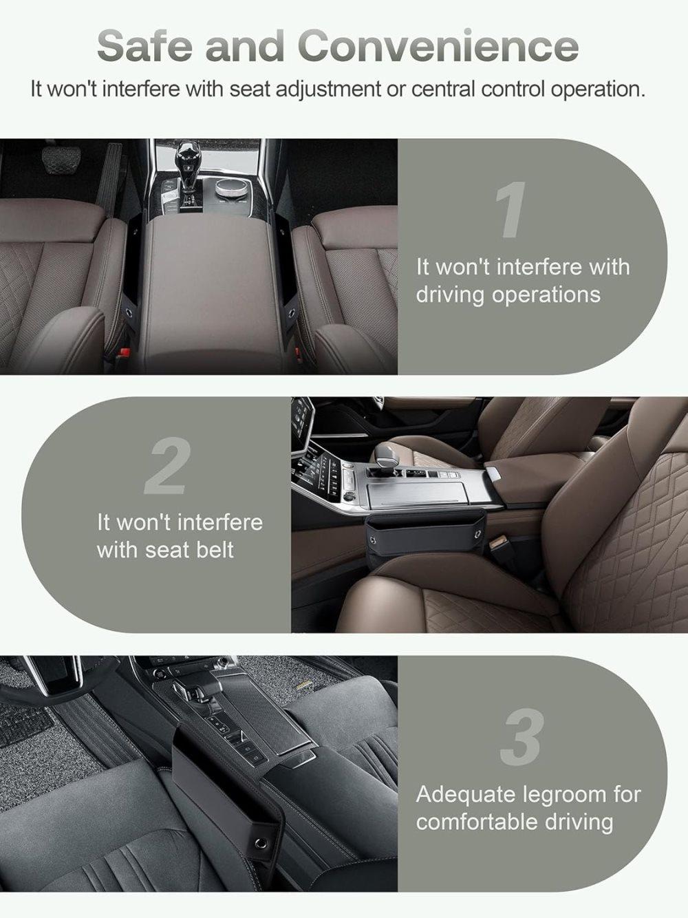 2-Pack Universal Car Storage Leather Bags, Brown/Black, Compatible with All Vehicles