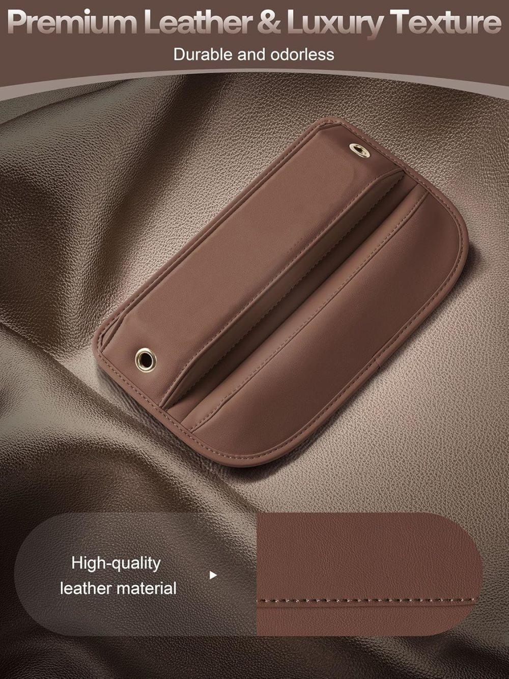 2-Pack Universal Car Storage Leather Bags, Brown/Black, Compatible with All Car Models