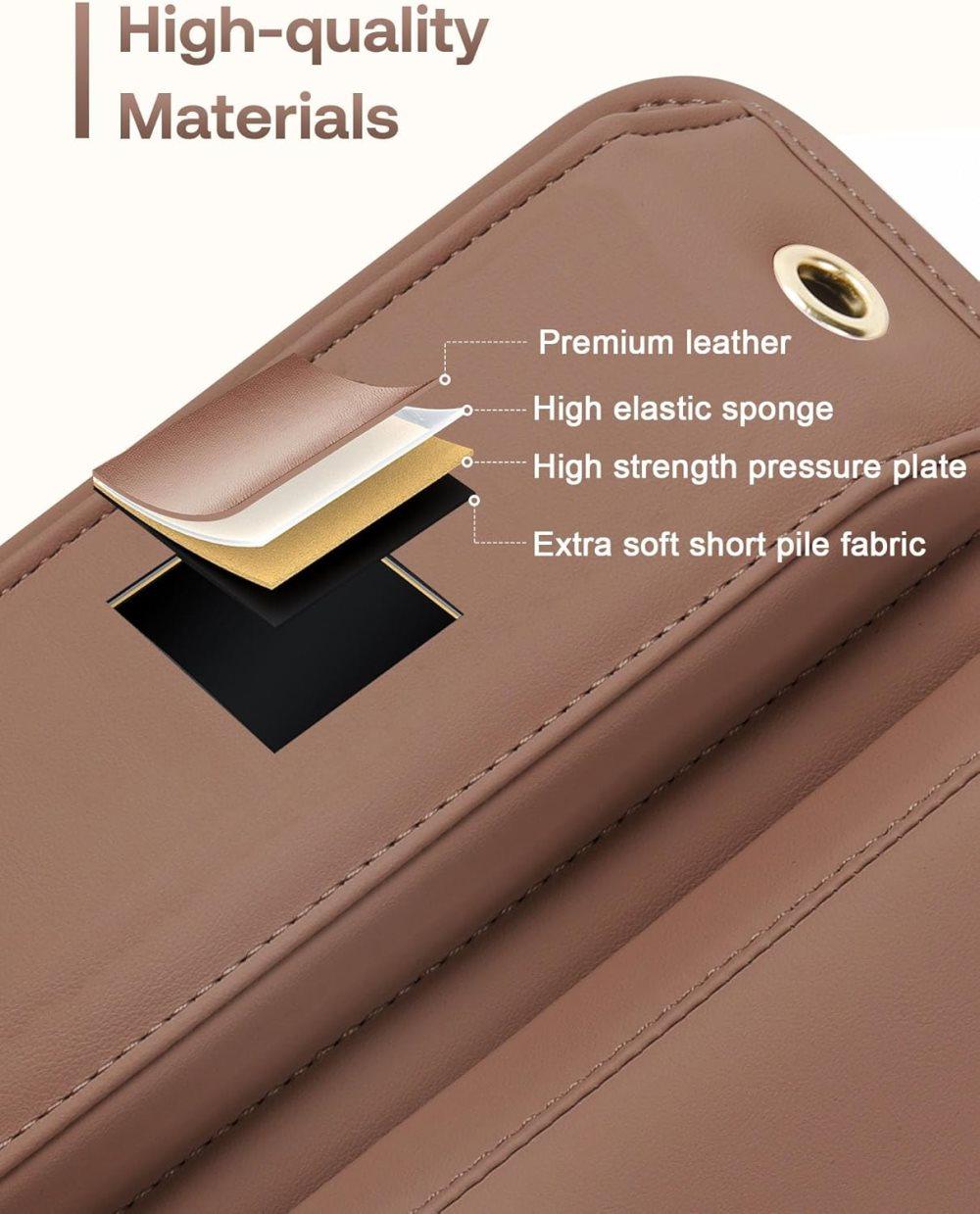 2-Pack Universal Car Storage Leather Bags, Brown/Black, Compatible with All Car Models