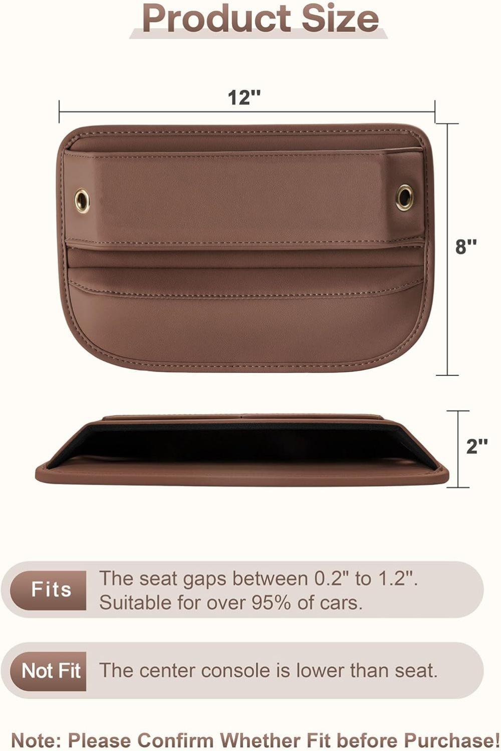 2-Pack Universal Car Storage Leather Bags, Brown/Black, Compatible with All Car Models