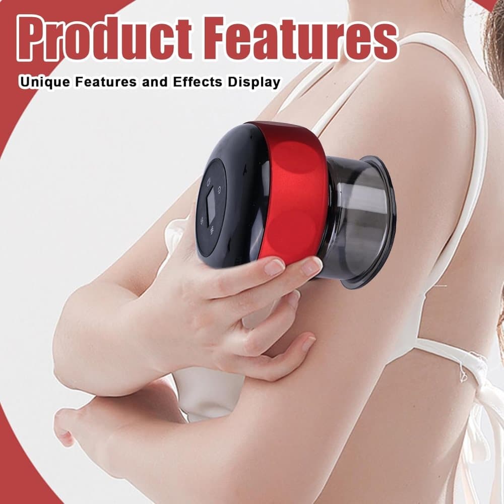 12-Speed Electric Cupping Therapy Machine Vacuum Massager Set, Red