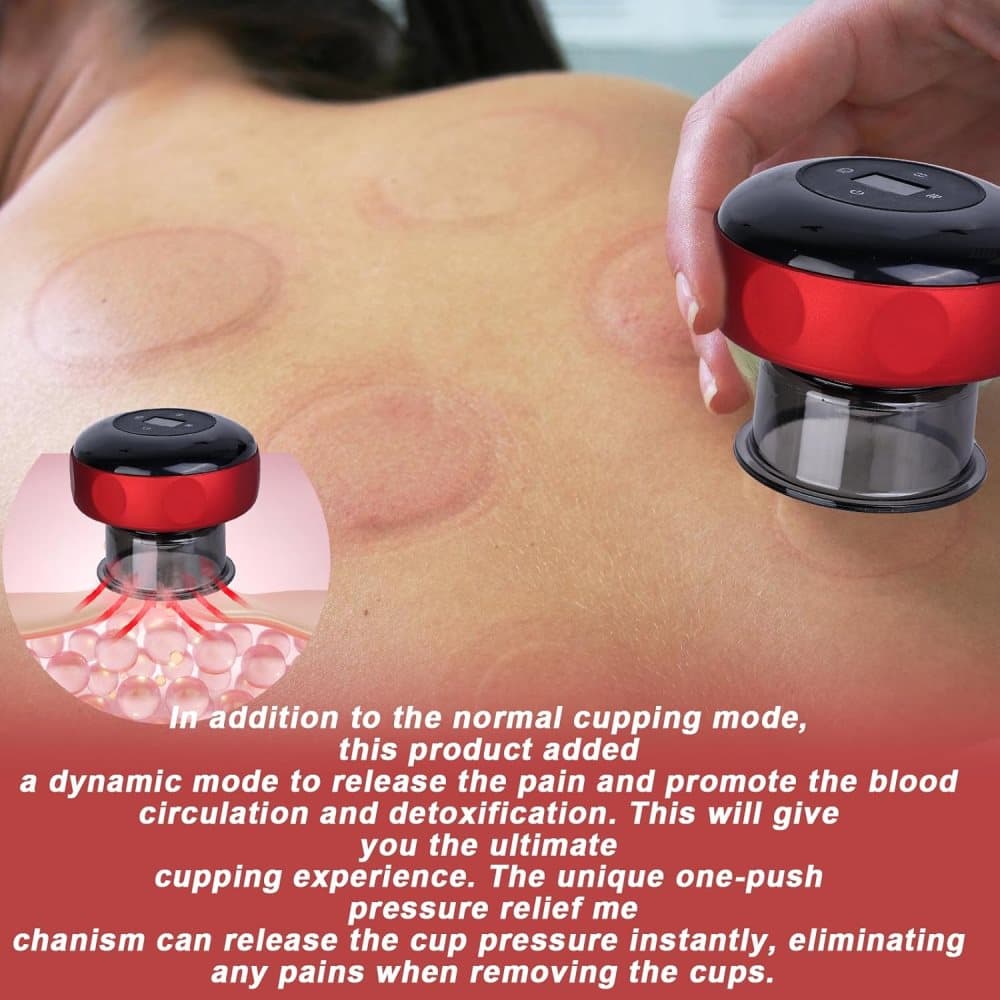 12-Speed Electric Cupping Therapy Machine Vacuum Massager Set, Red