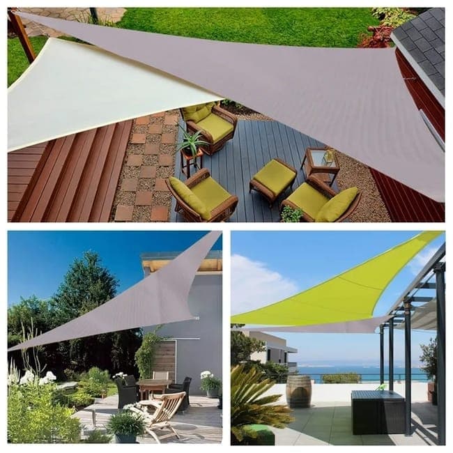 3.6x3.6x3.6m Waterproof Outdoor Triangular Sun Sail UV Protective Shade Net for Camping Garden Terrace and Pool, Light Gray