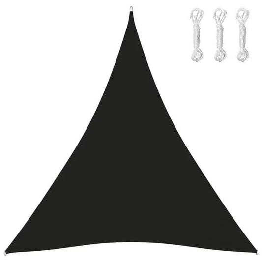 3.6x3.6x3.6m Waterproof Outdoor Sun Sail Triangle UV Protective Shade Net for Camping Garden Terrace and Pool, Black