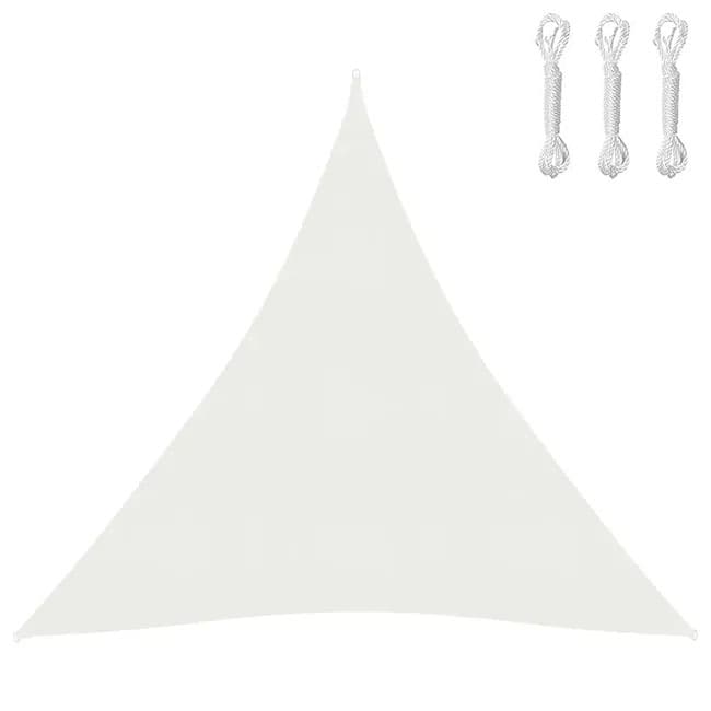 5x5x5m Waterproof Outdoor Triangular Sun Sail UV Protective Shade Net for Camping Garden Terrace and Pool, White