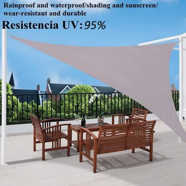 3m x 3m x 3m Waterproof Outdoor Sun Sail Triangle Shade UV Protective Sun Net for Camping Garden Terrace Pool, Light Gray