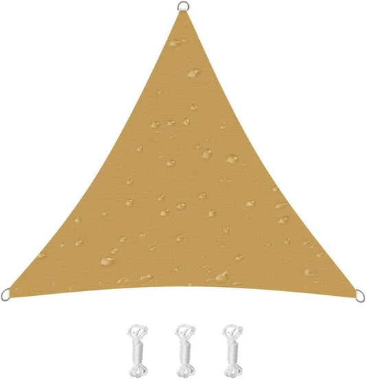 5x5x5m Waterproof Outdoor Triangular Sun Sail UV Protective Shade Net for Camping Garden and Pool, Dark Yellow