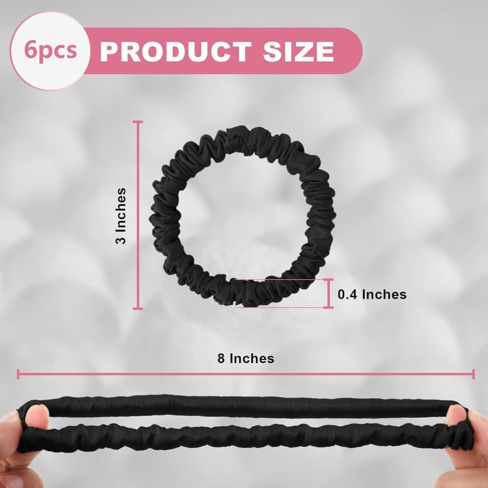 6-Pack Mulberry Silk Scrunchies Hair Bands No Damage High Elasticity, 16 Momme