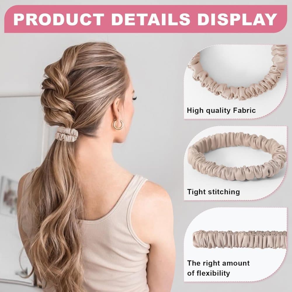 6-Pack Mulberry Silk Scrunchies Hair Bands No Damage High Elasticity, 16 Momme