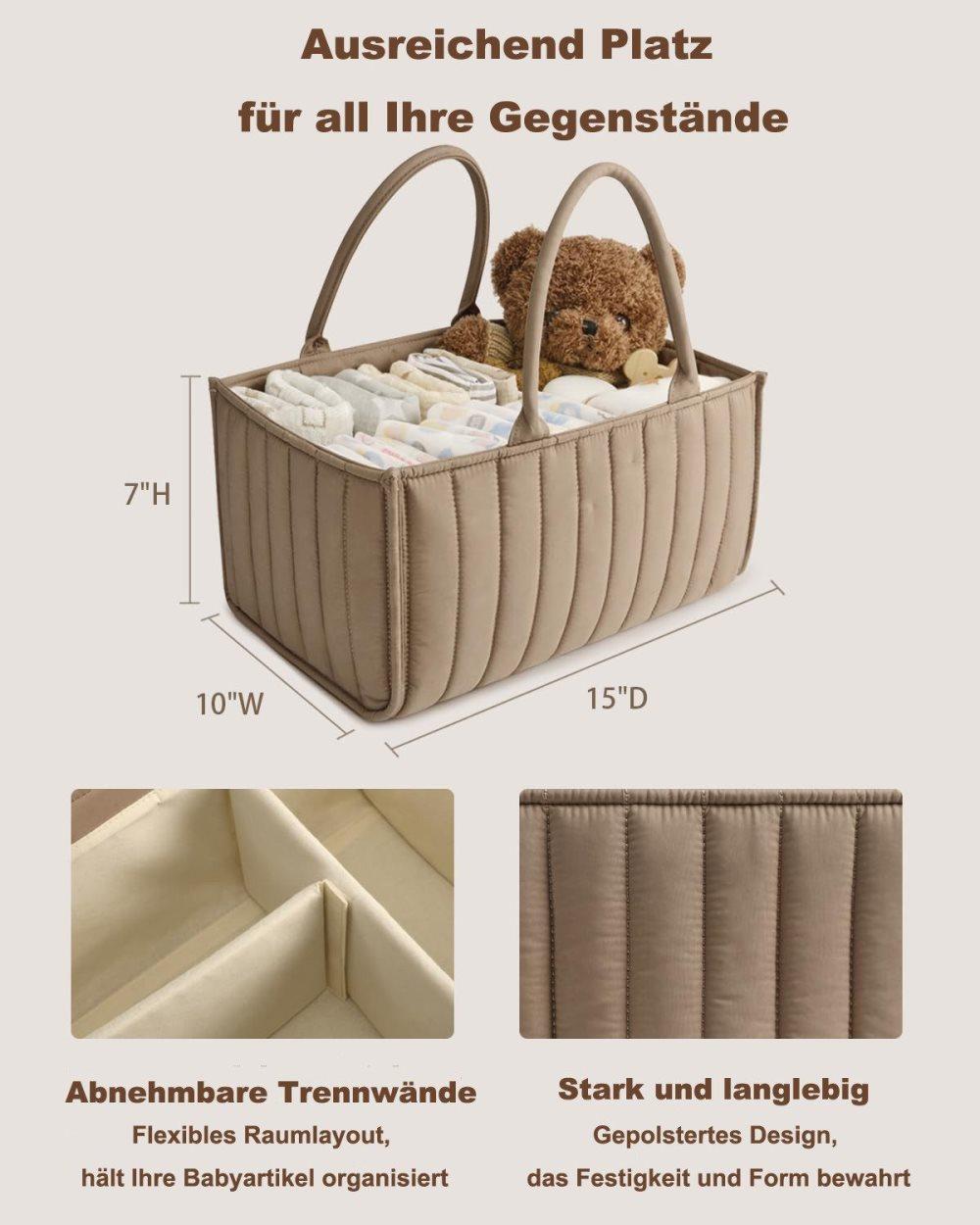 Baby Diaper Storage Basket, Large Capacity Breathable Water Resistant, for Home and Travel Use, Brown