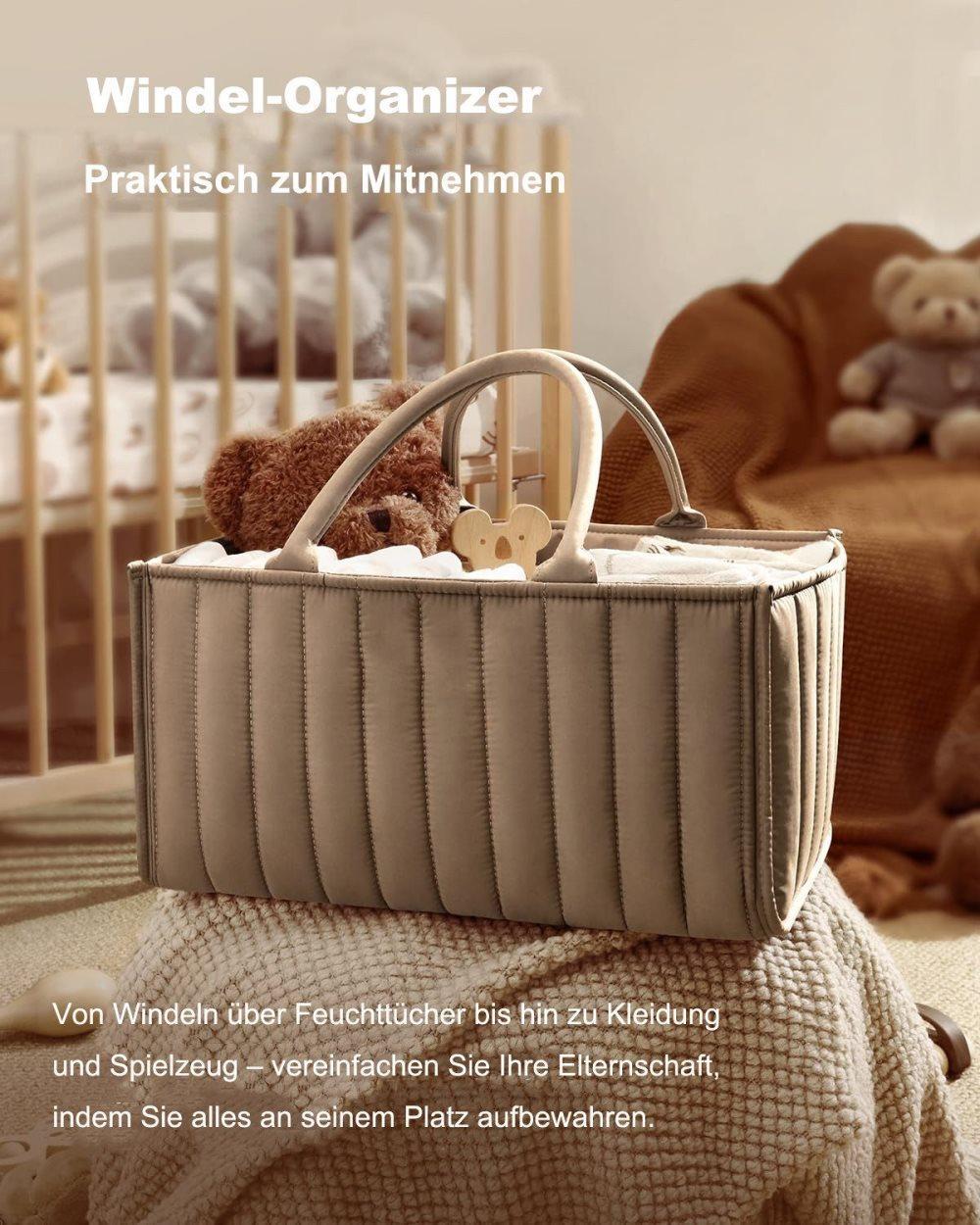 Baby Diaper Storage Basket, Large Capacity Breathable Water Resistant, for Home and Travel Use, Brown