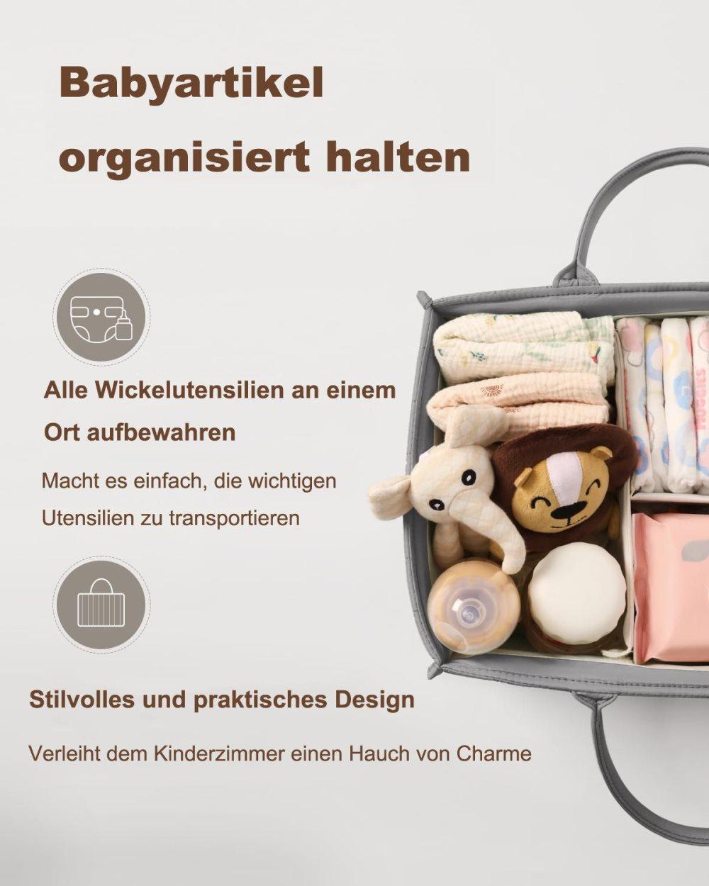 Baby Diaper Storage Basket Multifunctional Large Capacity Breathable Water Resistant for Home and Travel, Gray