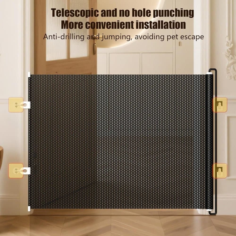 Retractable Safety Gate for Dogs, 50x125cm, Compatible with Doorways and Stairs
