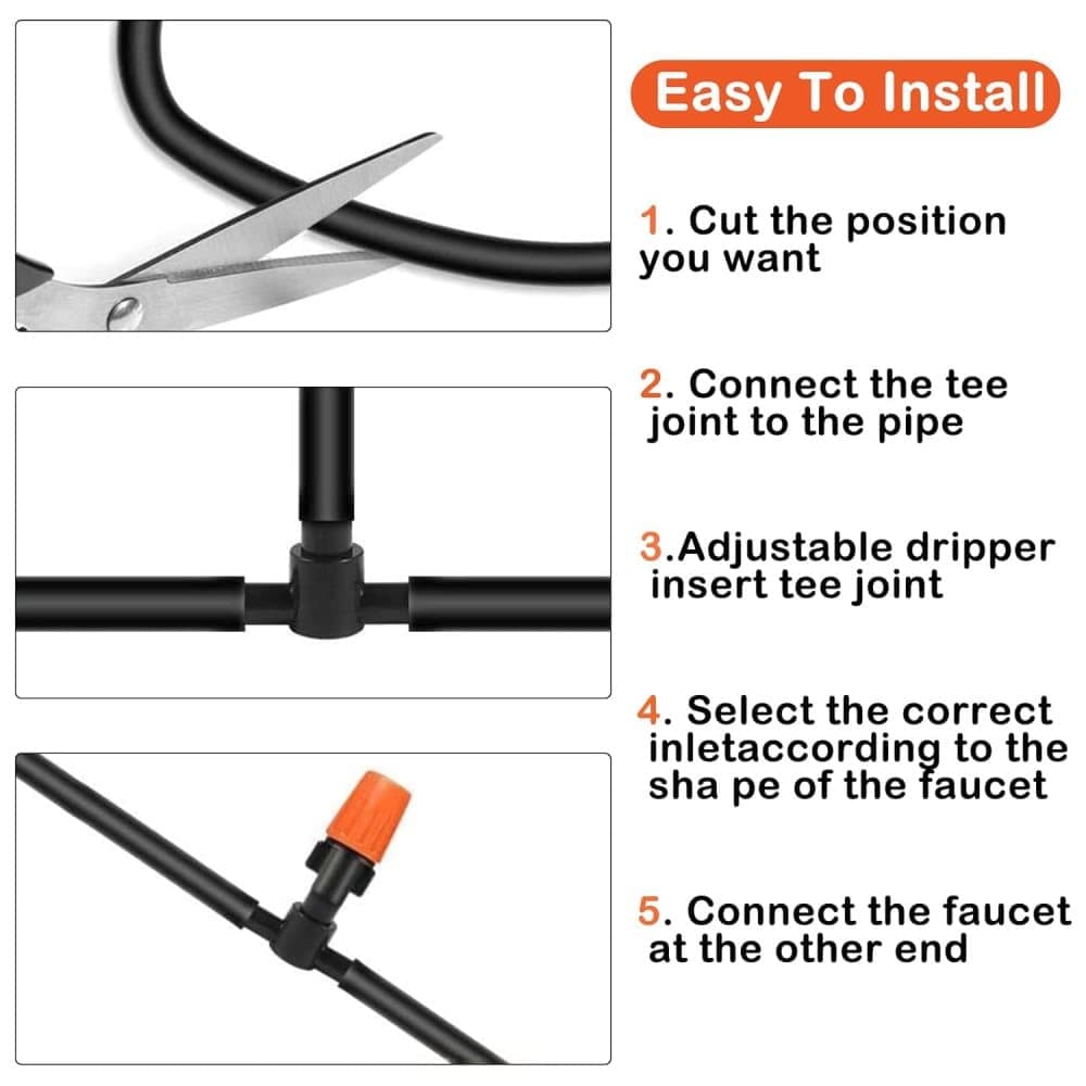 50m Automatic Drip Irrigation System for Garden Greenhouse, Lawn, Terrace, Compatible with Most Brands