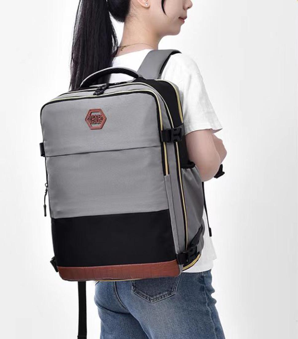 28L Multifunctional Backpack with Shoe Compartment for School Travel Work, Gray, 28x19x42 cm