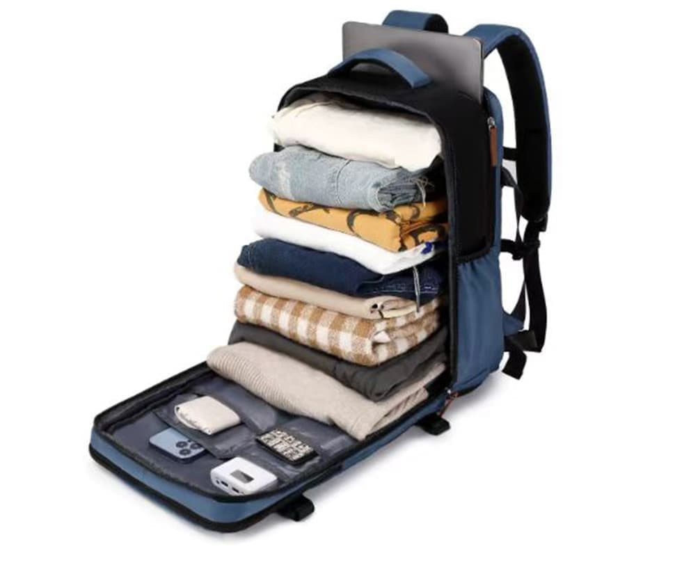 28L Multifunctional Backpack with Shoe Compartment for School Travel Work, 28x19x42cm, Blue