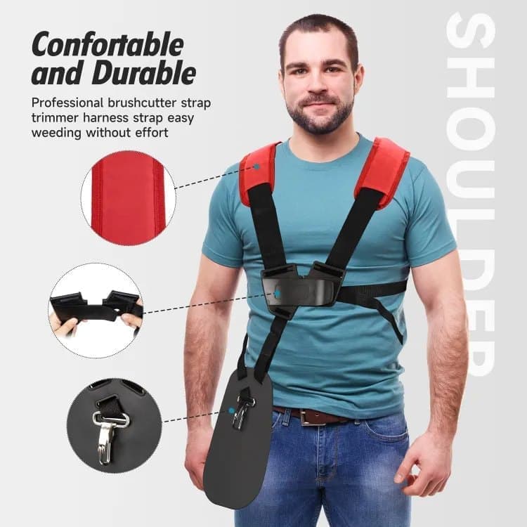 Adjustable Nylon Trimmer Strap, Compatible with Grass Trimmer and Leaf Blower, Dark Red