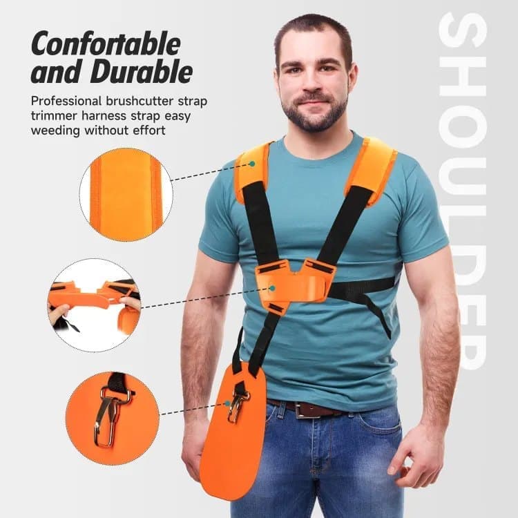 Adjustable Nylon Trimmer Strap for Grass Trimmer and Leaf Blower, Orange