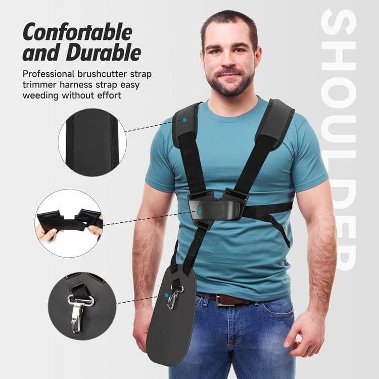 Adjustable Nylon Trimmer Strap, Compatible with Grass Trimmer and Leaf Blower, Black