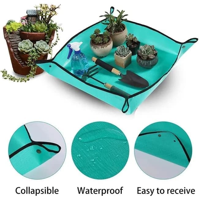2-Pack Foldable Waterproof Garden Planting Mats, 68x68cm, Portable for Transplanting Succulents Indoors