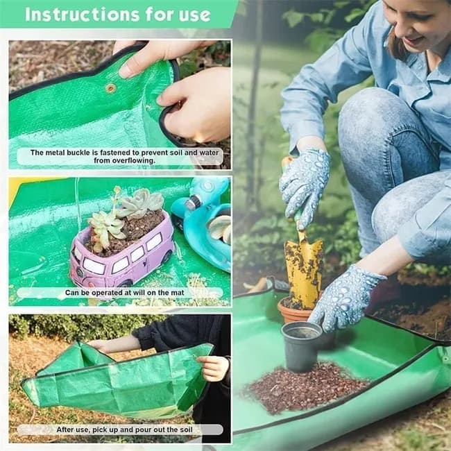 2-Pack Foldable Waterproof Garden Planting Mats, 68x68cm, Portable for Transplanting Succulents Indoors