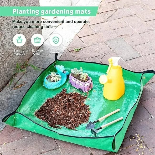 2-Pack Foldable Waterproof Garden Planting Mats, 60x90cm, Compatible with Indoor Succulent Transplanting