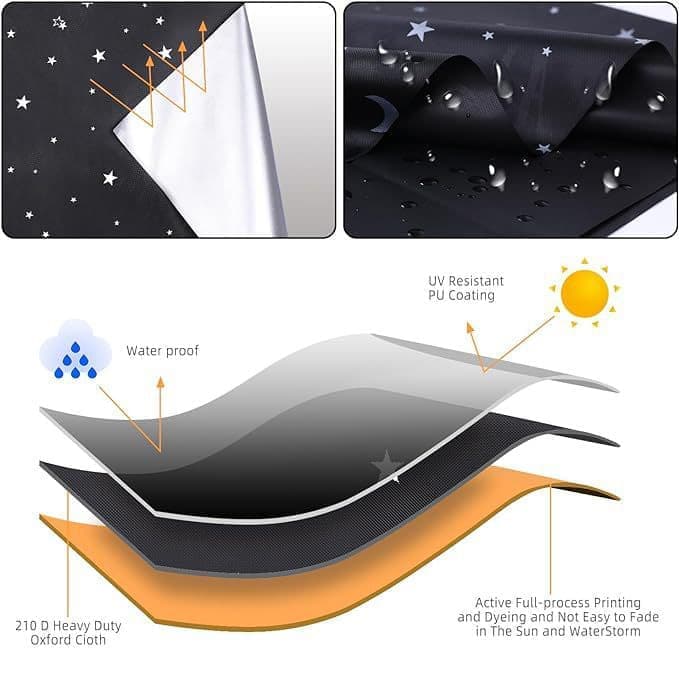 Blackout Curtain DIY Portable No-Drill UV Protection Star and Moon Print, 145×300cm