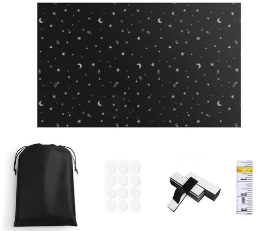Blackout Curtain DIY Portable No-Drill UV Protection with Star and Moon Print, 145×400cm