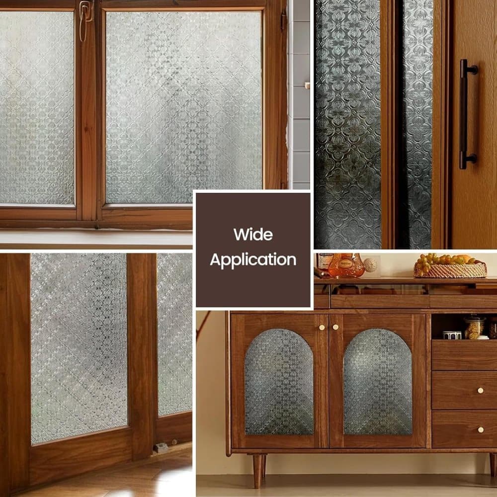 50cmx3m 3D Window Film Self-Adhesive Privacy UV Heat Protection Decorative Reusable for Bathroom Home and Office Glass