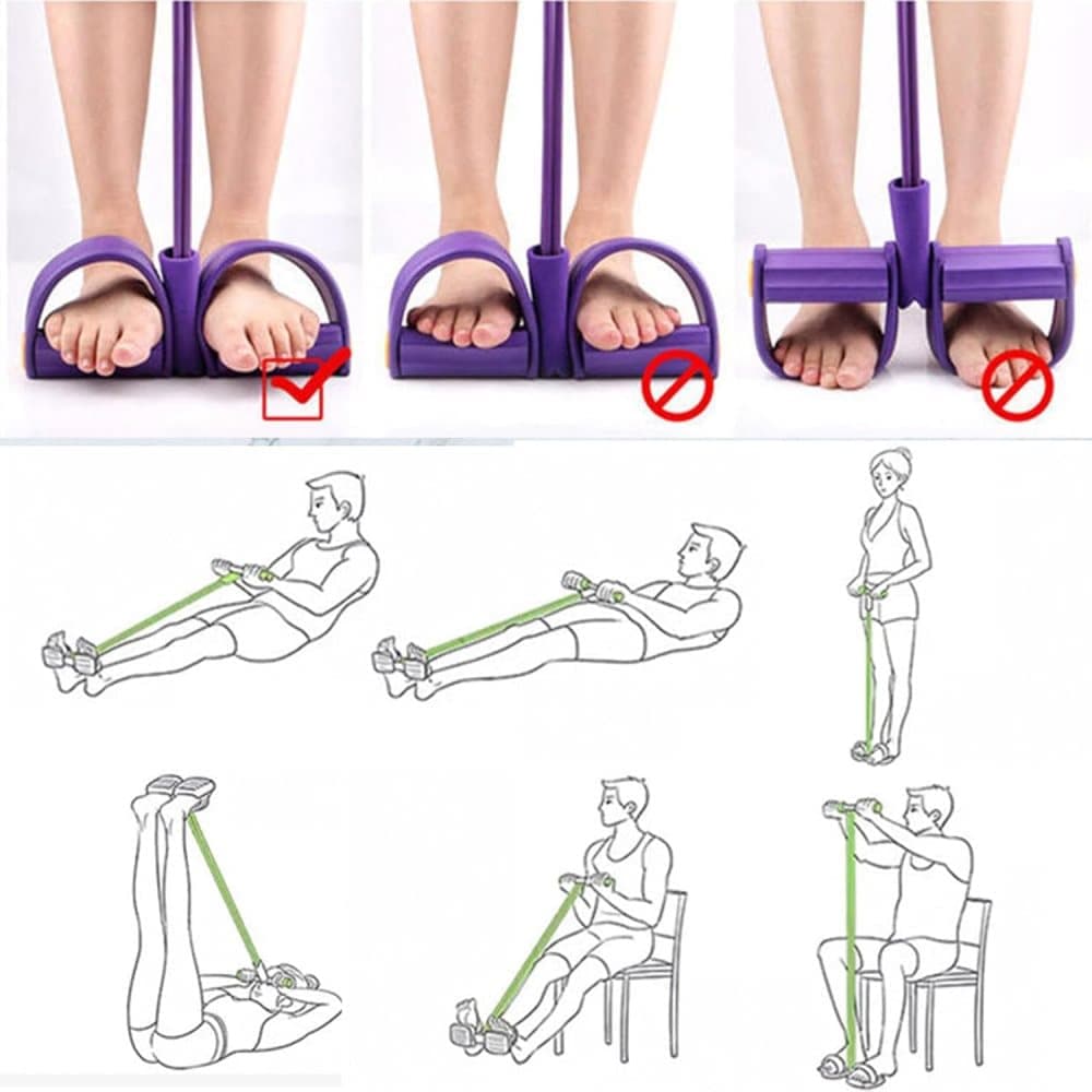 Purple Abdominal Trainer Exercise Band for Sit-Up Training, Multifunctional Tension Rope Fitness Pedal Slap Pull Band