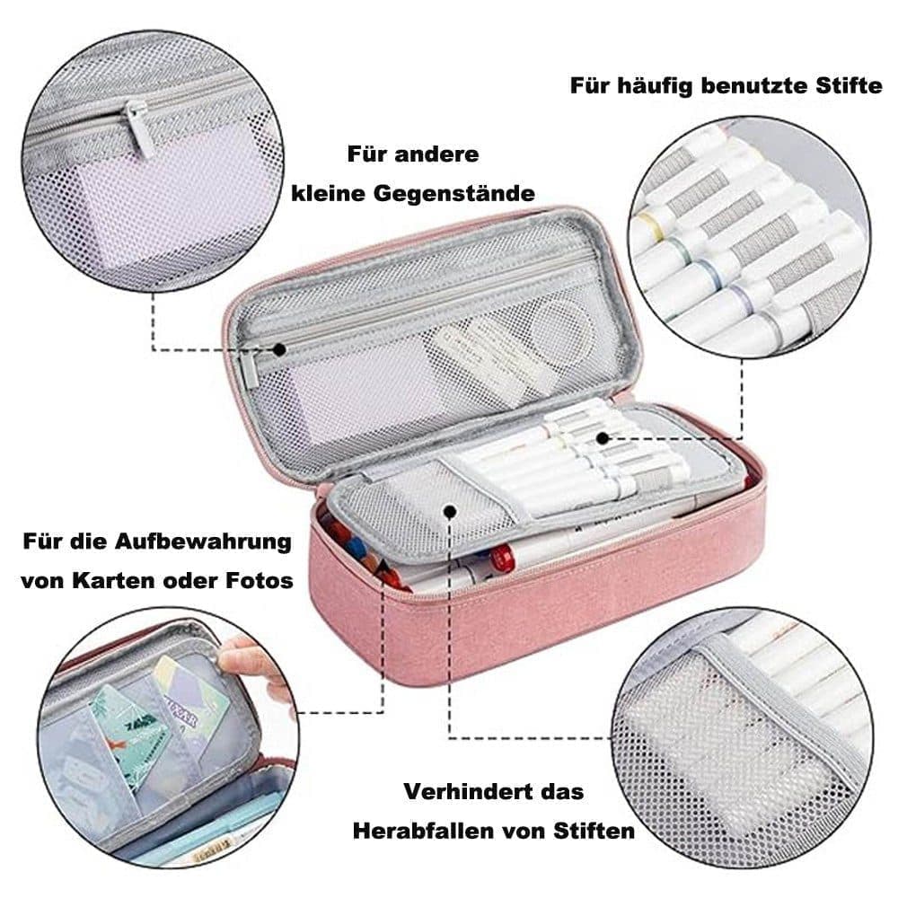 1 Pack Large Capacity Pencil Case, Multifunctional Lightweight Durable Organizer for Students and Office, Pink