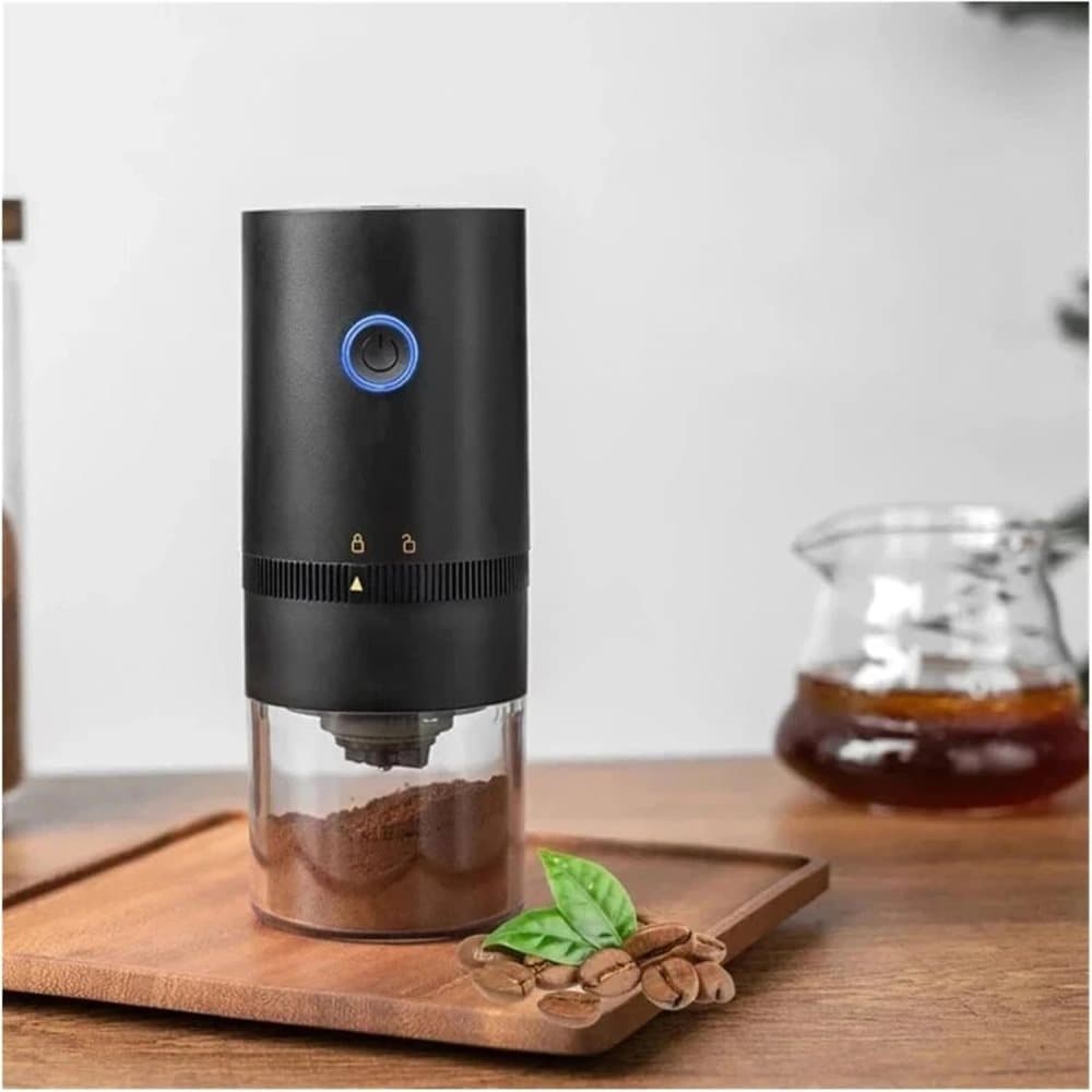 Portable USB Coffee Grinder for Espresso, Automatic Grinding, Compatible with Travel Home and Camping, White